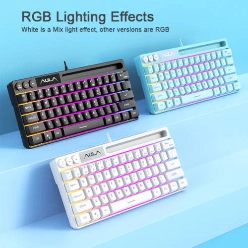 F3061 61Keys Wired RGB Gaming Keyboard Membrane Keyboard USB Interface to Connect Computer Notebook Mobile Phone Groove