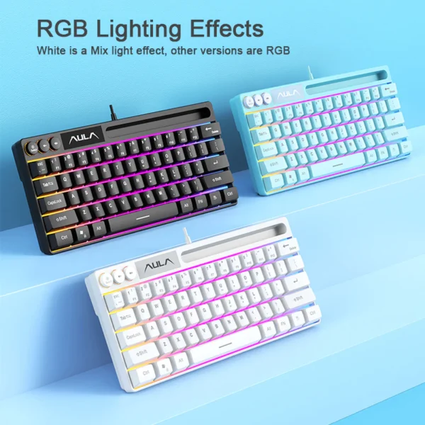 F3061 61Keys Wired RGB Gaming Keyboard Membrane Keyboard USB Interface to Connect Computer Notebook Mobile Phone Groove