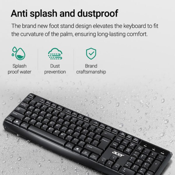 Acer OAK030 USB Wired Keyboard Mouse Set Ergonomic Comfort Durable Resilient Design For Office