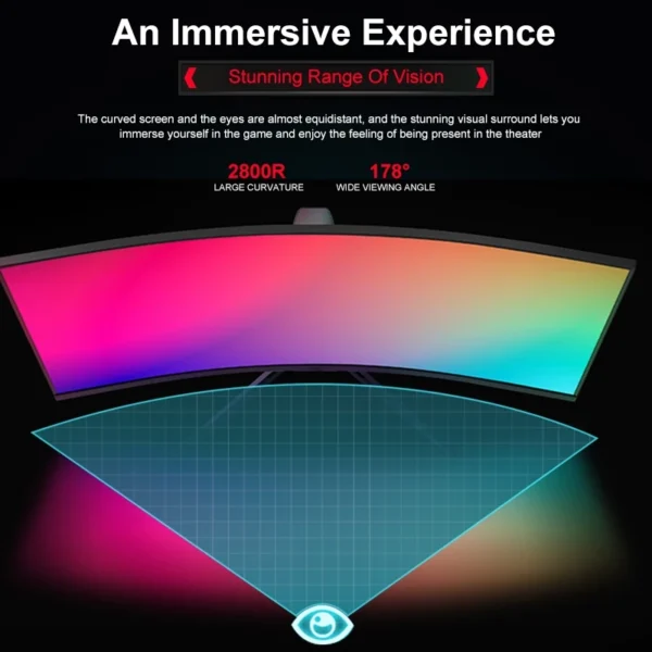 Monitor PC 24 cm With Speaker 75HZ 1080P LED Curved Computer Monitor 27 Gaming Monitor Murah 165HZ