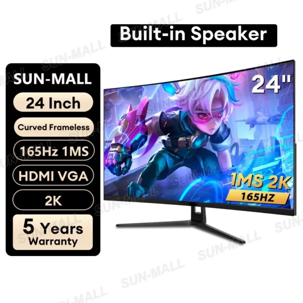 Monitor PC 24 cm With Speaker 75HZ 1080P LED Curved Computer Monitor 27 Gaming Monitor Murah 165HZ