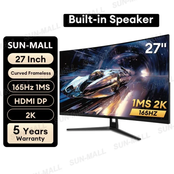 Monitor PC 24 cm With Speaker 75HZ 1080P LED Curved Computer Monitor 27 Gaming Monitor Murah 165HZ